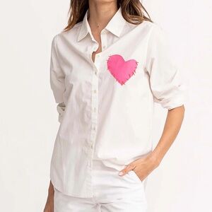 Kerri Rosenthal Mia Shirt Imperfect Heart in White - Size L